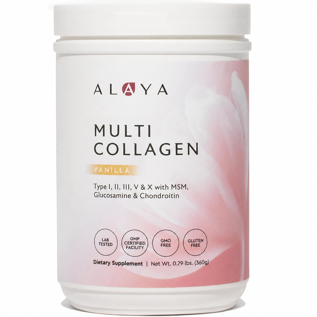 Alayaマルチコラーゲンパウダー - タイプI、II、III、V、X水分解コラーゲンペプチドタンパク質粉末MSM + GC(バニラ)