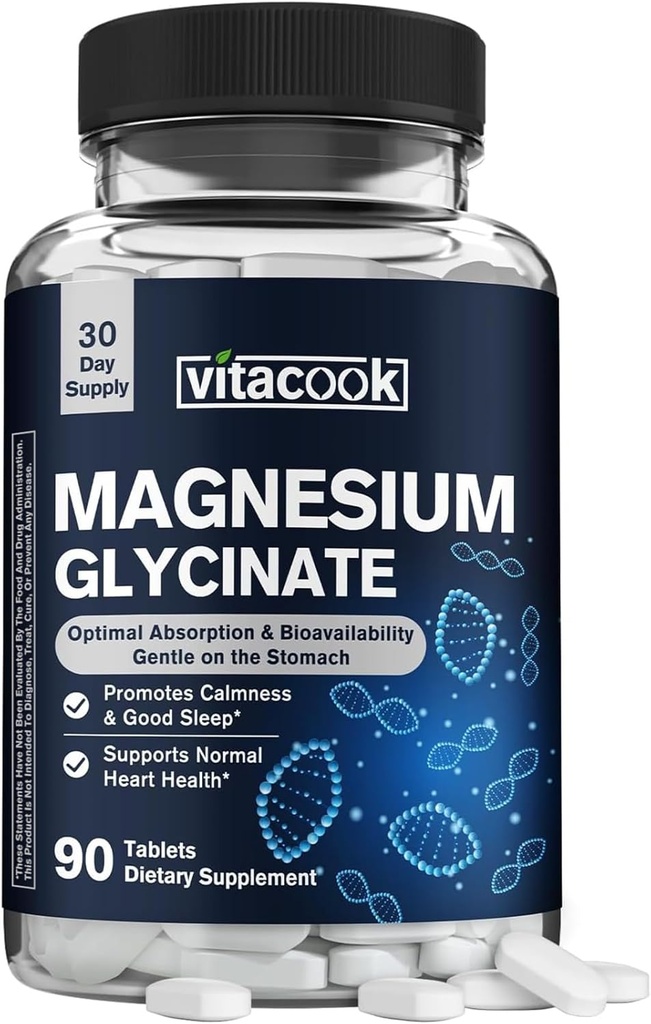 マグネシウムのGlycinate 300のmg、自然なカロリー、健康な気分及び心血管サポート、高い効力および超吸収性、非緩衝される、非GMO、90のタブレット