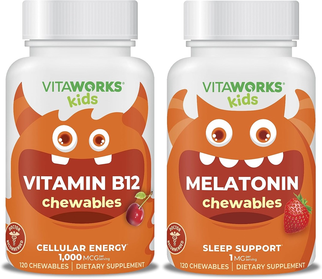 子供のビタミンB12のChewables + Melatonin 1mgのChewablesの束