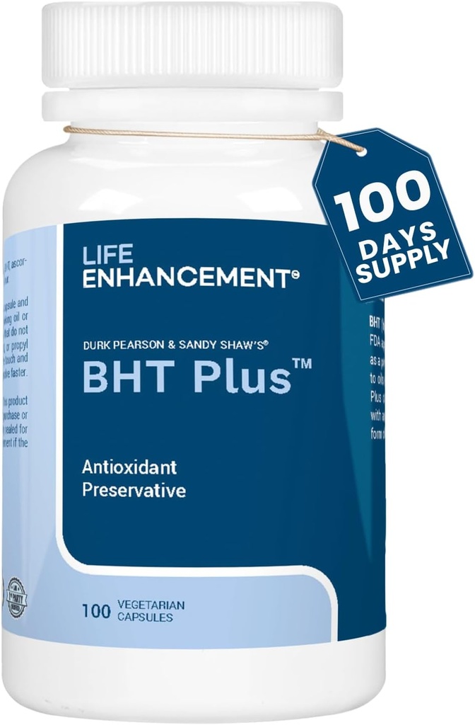ライフエンスメントBHTプラス - 抗酸化保存剤 - 180mg BHTと80mgビタミンC(Ascorbyl Palmitate) - 100サービング