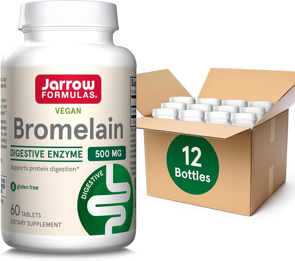 JarrowフォーミュラBromelainタブレット、蛋白質の消化のための500のmgの食事療法の補足、60のタブレット、60日の供給、(12のパック)