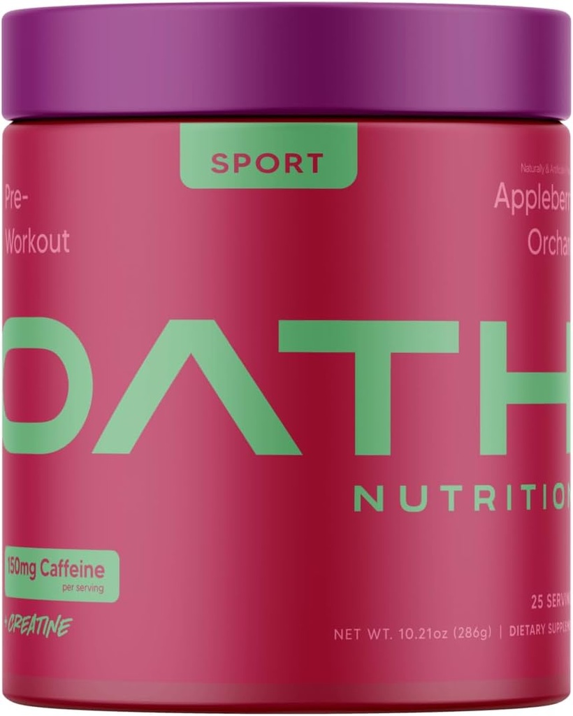 Oath Nutrition Sport Sugar Free Pre-Workout Powder、Appleberry Orchard、Caffeine、Beta Alanine、Pre Workout Powder for Women and Men、25サービング