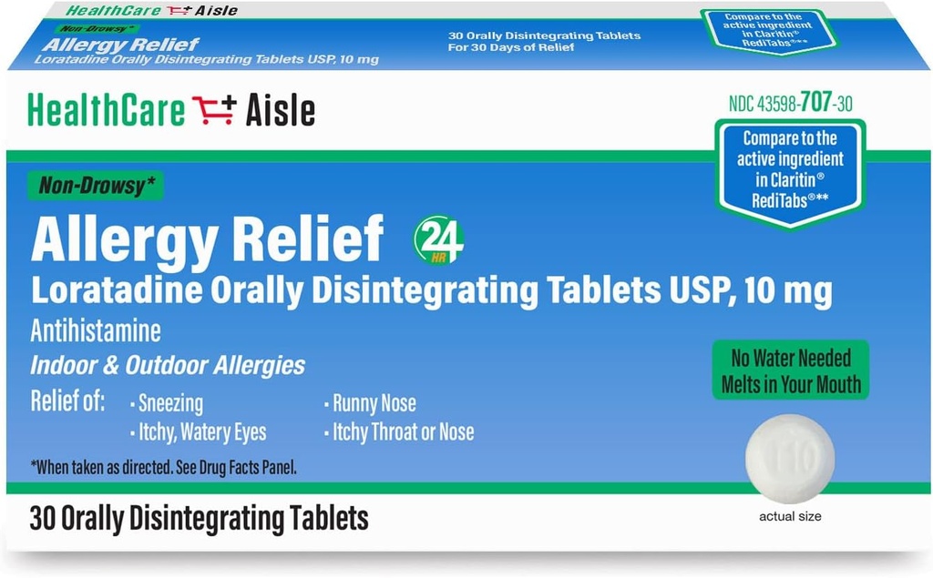 HealthCareAisleのアレルギーの救助-Loratadine 10のmgの口頭統合のタブレットUSP - 30のタブレット-元の規定強度アレルギーの薬物、24時間の救助