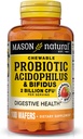 MASON NATURALのBifidus、50の日の供給が付いているProbioticのAcdophilusは健康な正常な消化、いちごの味、100のChewableのウエファーを支えます