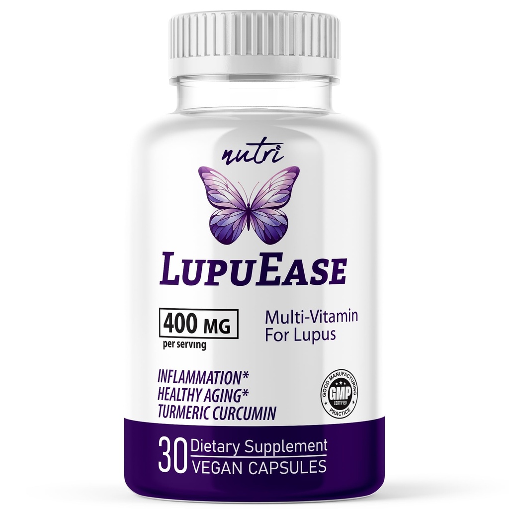 Nature's Fusions LupuEase Lupusリリーフ製品マルチビタミンサプリメント - ビタミンC、D3、E、B12、ターメリッククルクミンエキス(std。 95%クルクミノイド) - Omega 3脂肪酸 - 30日の供給 - 400mg