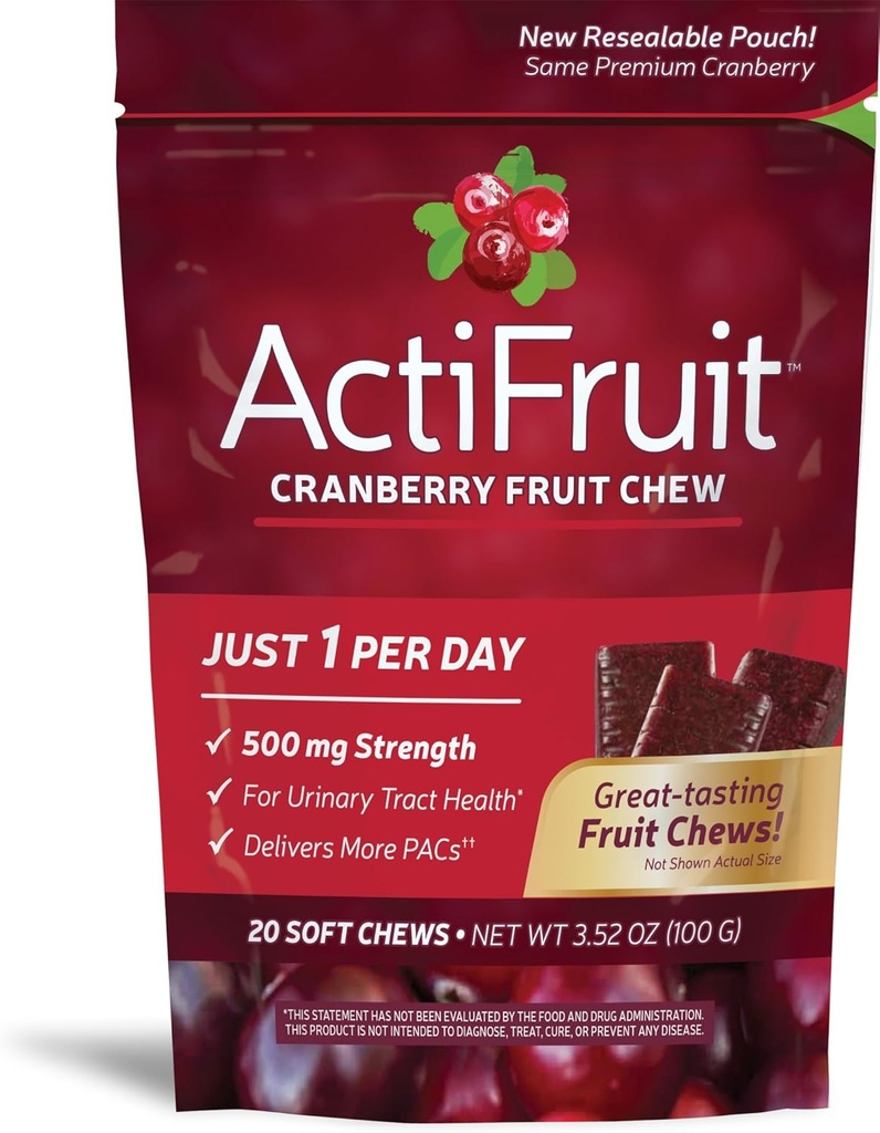 Cran-max、500のmg、20の柔らかい咀嚼、箱が付いている酵素療法のActifruit Cranberryの補足(2のパック)