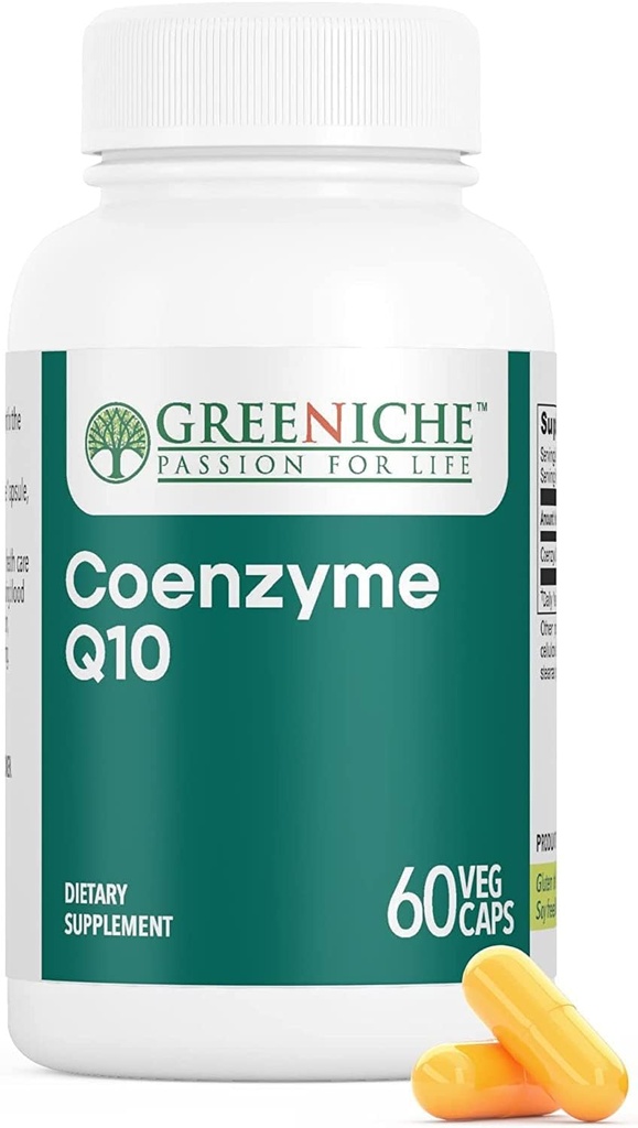 Greeniche Coenzyme Q10、60の帽子、高い吸収のCoq10、ビーガン、グルテンフリー