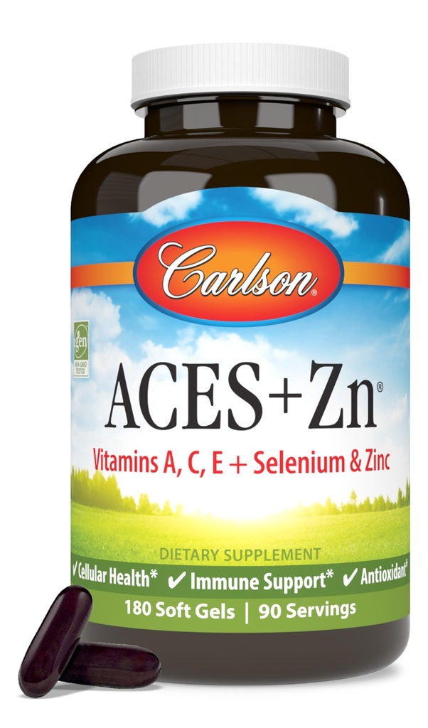カールソン - ACES + Zn、ビタミンA、C、E +セレン&亜鉛、セルラーヘルス&免疫サポート、抗酸化剤、180ソフトゲル