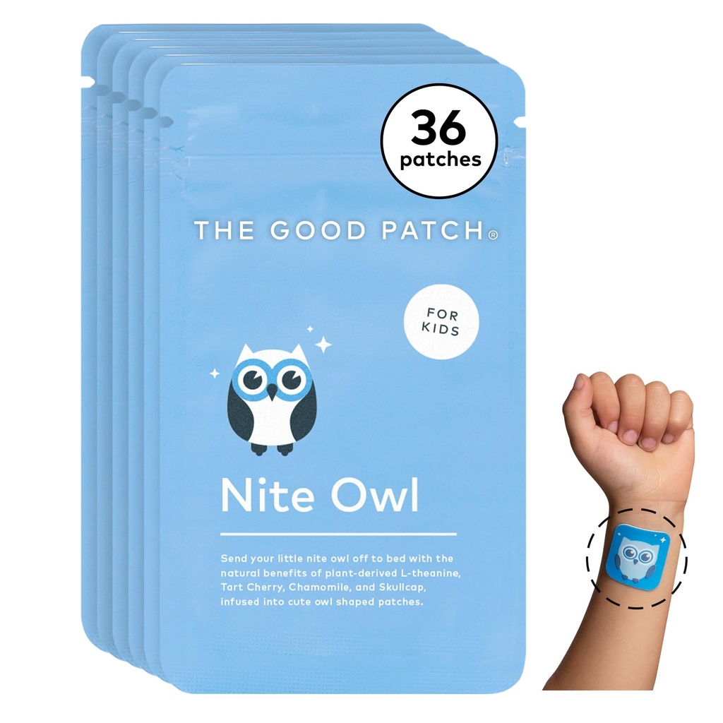 Tart Cherry、Chamomile、Skullcap、Planet Power、Sustained Release(36 Total Patches)とKid Bedtime用のGood Patch Nite Owl Patch、Natural Sleep Patchサポート