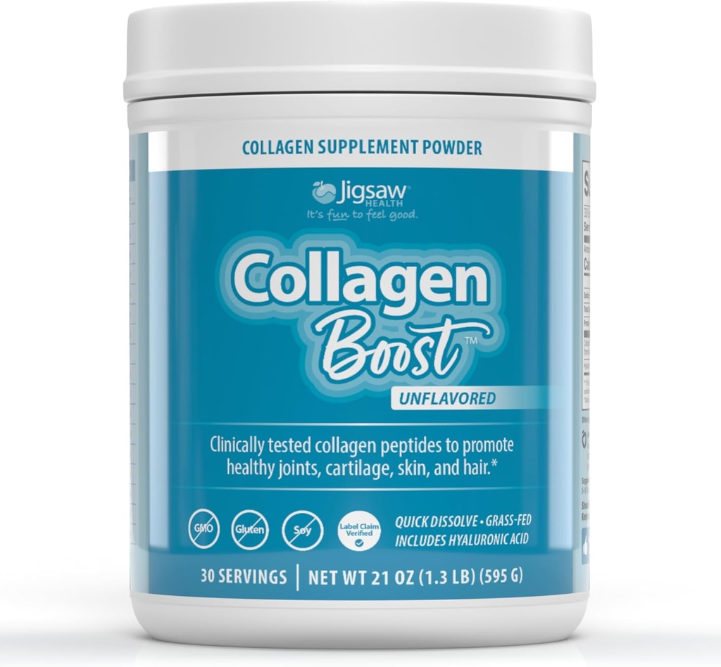 Jigsaw Health Collagen Boost | Promotes Healthy Joints, Cartilage, Skin, and Hair | 30 Servings
