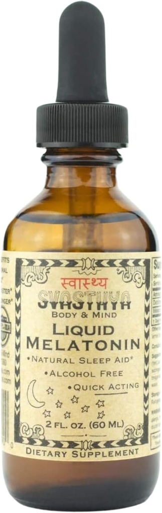 Svasthya ボディ&マインドナチュラルメラトニン液サプリメント | 100% オーガニック睡眠補助金 休眠サポート | アルコール - 無料のメラトニンサプリメント | 長期滞在