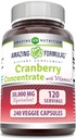 アメイジングフォーミュラクランベリー濃縮 30,000 mg ビタミンCサプリメント | ベジギーカプセル | 超強度 | GMO | グルテンフリー | アメリカ製 (1パック, 240 カウント)