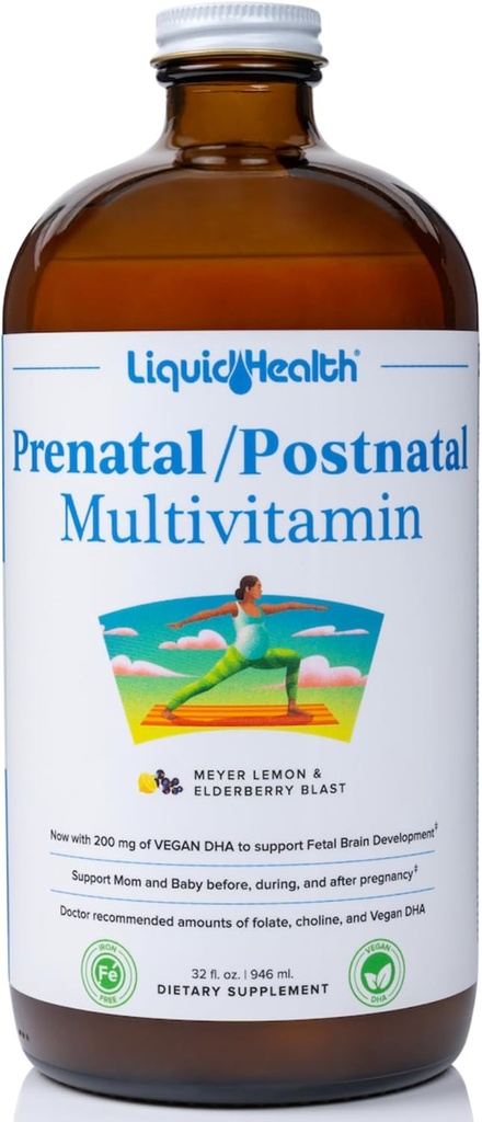 リアルフォーレートとLIQUIDHEALTH Prenatal/Postnatal 複数の液体の女性のMultivitamin - プレ&ポストナタルビタミン前, 間に, 妊娠中 - アメリカ製, ビーガン, 砂糖フリー, 非GMO (32 oz)