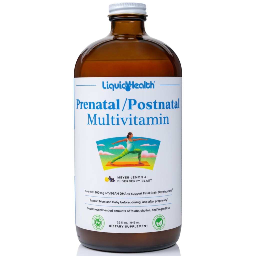 リアルフォーレートとLIQUIDHEALTH Prenatal/Postnatal 複数の液体の女性のMultivitamin - プレ&ポストナタルビタミン前, 間に, 妊娠中 - アメリカ製, ビーガン, 砂糖フリー, 非GMO (32 oz)