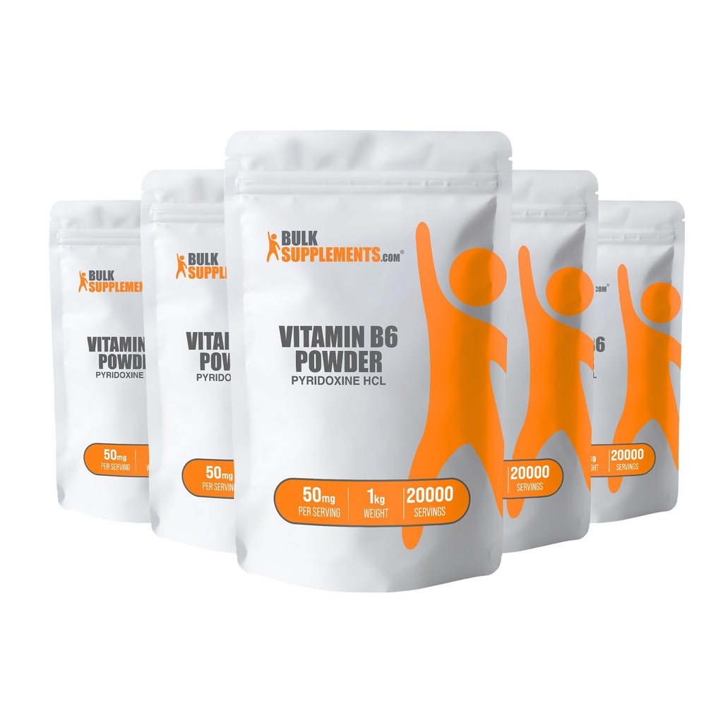 BulkSupplements.comピリドキシンHClパウダー - ビタミンB6サプリメント、ビタミンB6 50mg - 免疫サポート、グルテンフリー、50mgのピリドキシンB6のサービング、5kg(11ポンド)(パッケージ 5)