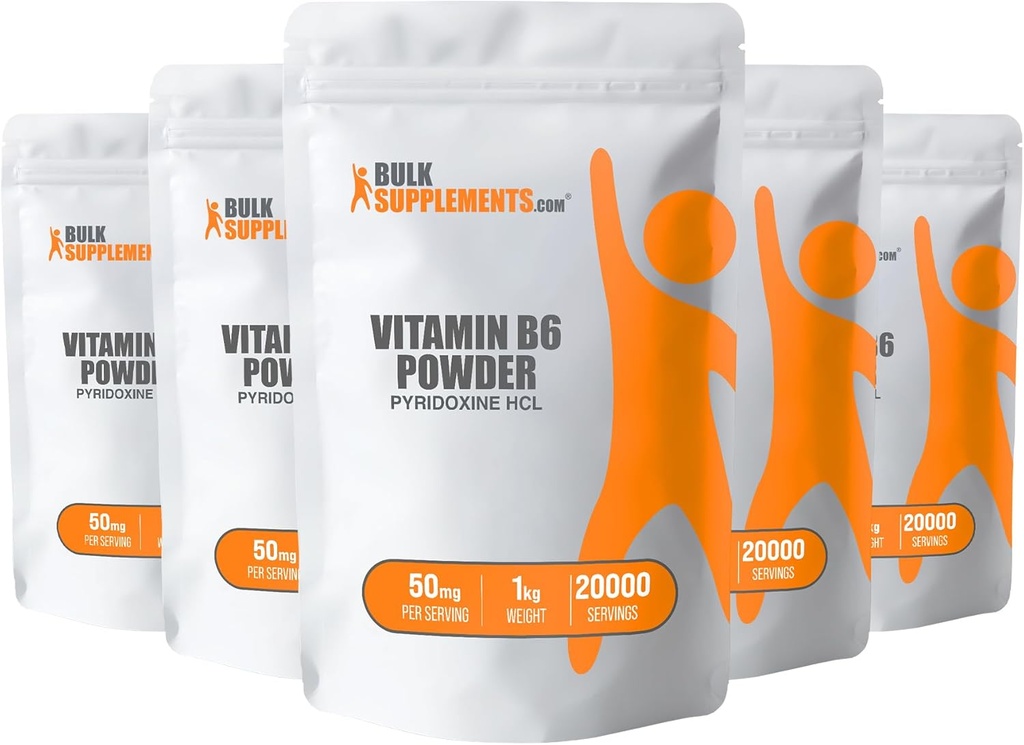 BulkSupplements.comピリドキシンHClパウダー - ビタミンB6サプリメント、ビタミンB6 50mg - 免疫サポート、グルテンフリー、50mgのピリドキシンB6のサービング、5kg(11ポンド)(パッケージ 5)