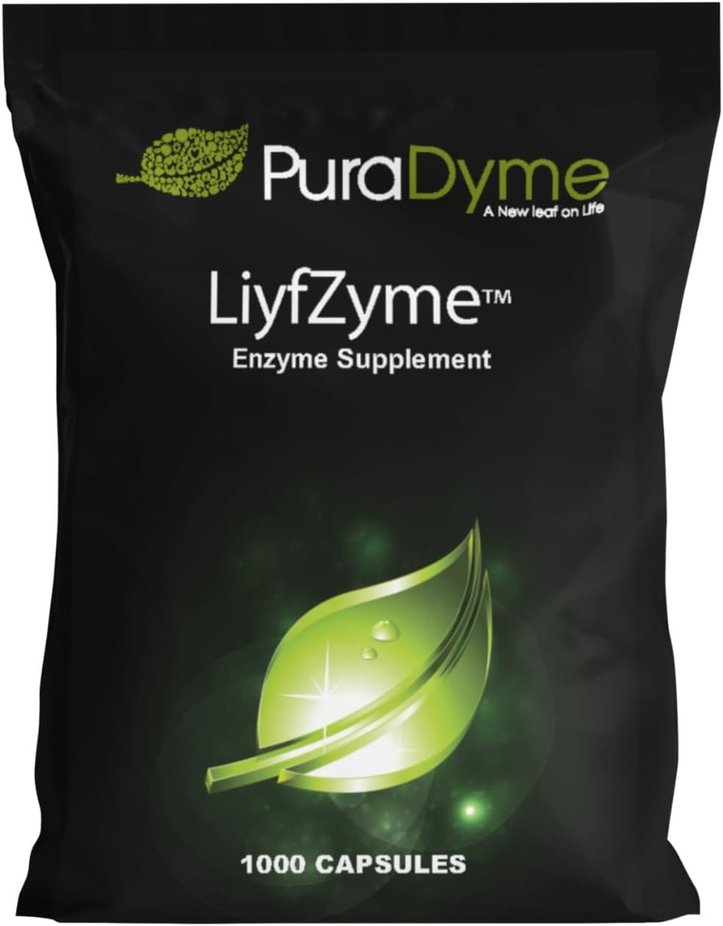 LiyfZyme – 1000 ビーガンカプセル – 植物ベースのタンパク質のための酵素サプリメント, 脂肪, 炭水化物の故障
