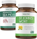 Sea Moss & St. John's Wort (2-Month Supply) Mood Moss Blend - Organic Irish Sea Moss - Raw Vegan Supplement (180 Caps) & St John's Wort with Powerful 900mcg Hypericin Vegan Non-GMO (180 Capsules)