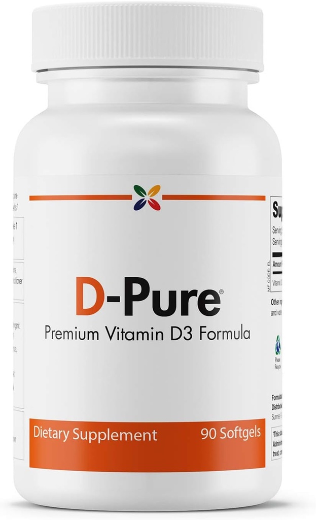今すぐ老化を停止 - D-Pureフォーミュラ125 MCG - SafflowerオイルとプレミアムビタミンD3 5000 IU - 筋肉、歯と骨の健康、心の健康、免疫サポート - 90 Softgels