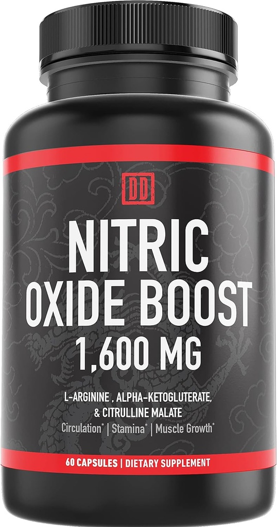 Nitric酸化物ブースターの補足、1600mgの余分強さL-アルギニン、Citrulline MalateおよびアルファKetoglutarate(60の計算、1本のびん)