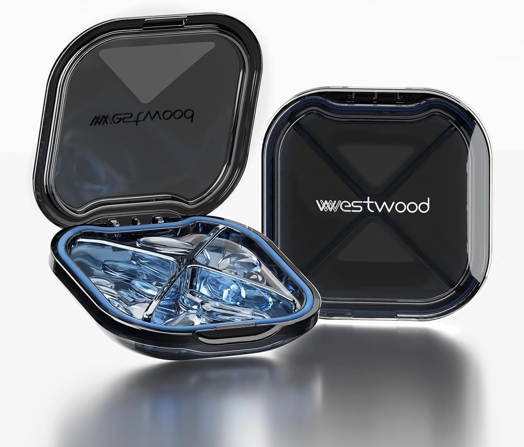 小さな丸薬箱、財布のポケット、旅行の丸薬のオルガナイザー、毎日の丸薬の容器の丸薬のホールダー、ビタミン、魚油、サプリメント(青)