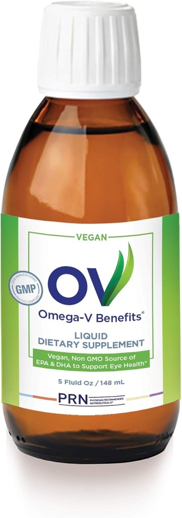 Omega-V Benefits Liquid Omega 3 Supplement - 5 oz, 30-Day Supply - Vegan Supplement with 1000mg EPA & DHA for Eye Health