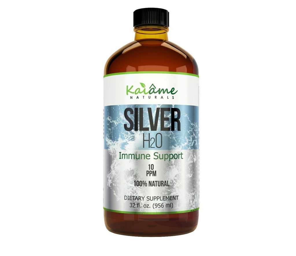 Kaiame Naturalsコロイドシルバー、イオンシルバーソリューション、10 PPM、大型32オンスグラスボトル、ナチュラル免疫サポートサプリメント、大人、子供、ペットの安全