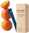 Ownist Triple Collagen Liquid Packets On-The-Go - Peptides with Hydrolyzed Marine Collagen, Elastin, Hyaluronic Acid and Vitamin for Healthy Skin - Orange Flavor - 14 Individual Stick Packs