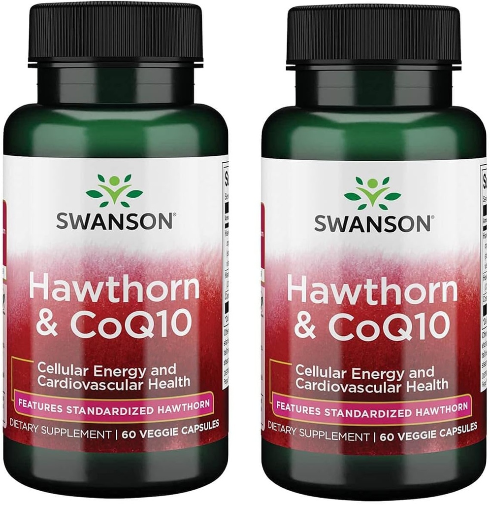 Swanson Hawthorn & Coq10 60 Veg Capsules (2 Pack)