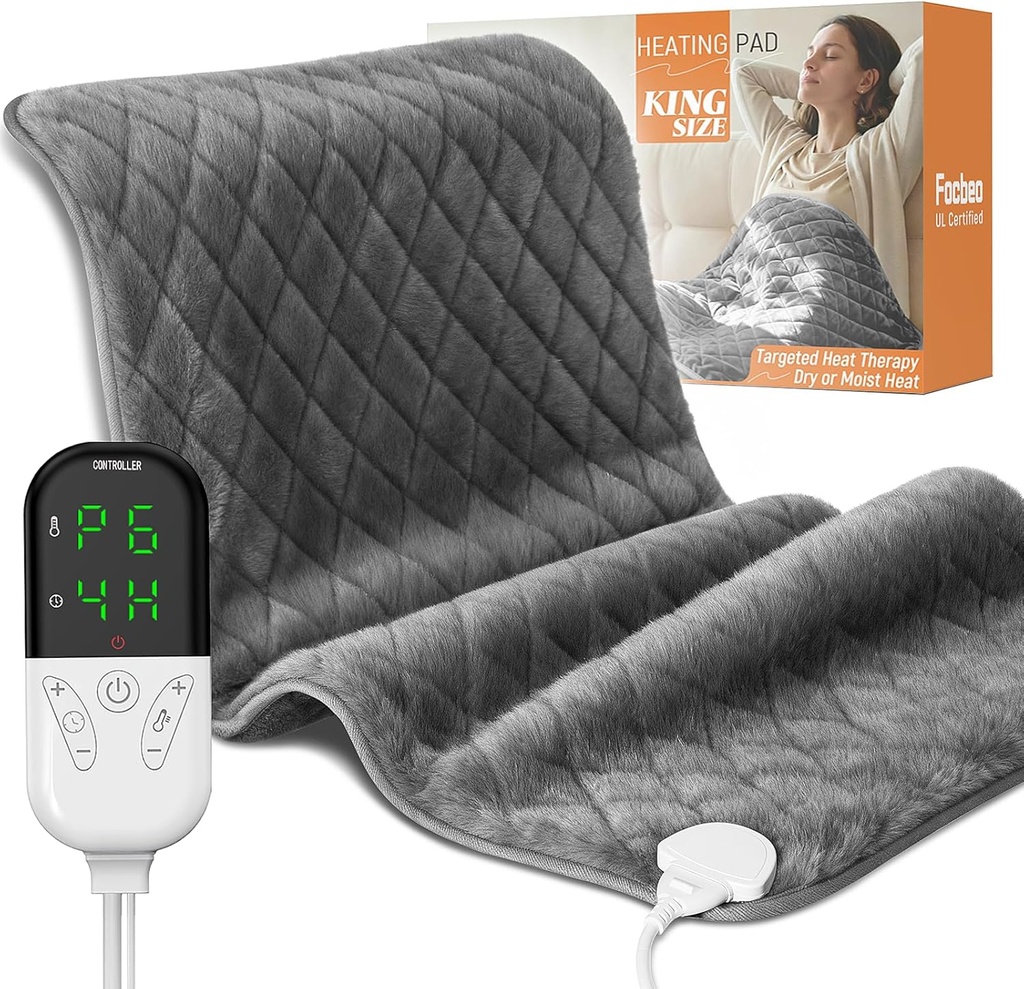 期間のクランプのための電気暖房パッド- 35" x20」XLの背部、首、肩及び足の痛みの軽減、湿気がある熱選択、機械洗濯できる、6つの熱設定、自動停止、柔らかいビロードのための大きい熱されるパッド