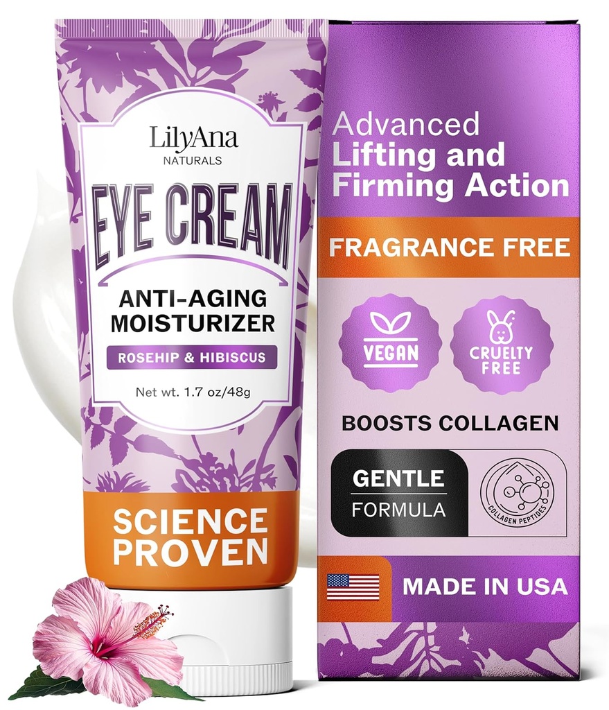LilyAna Naturals Eye Cream for Dark Circles and Puffiness, Under Eye Cream for Wrinkles and bag, Anti Aging - ドライネスを向上します。敏感肌 - 1.7 oz - アメリカ製