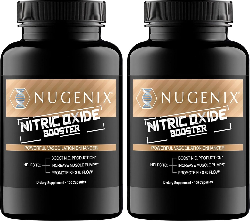 Nugenix Nitric Oxide Booster Supplement - Nitric Oxide Flow, L-Arginine, L-Citrulline, Pine Bark Extract - Vasodilator - 200 Count
