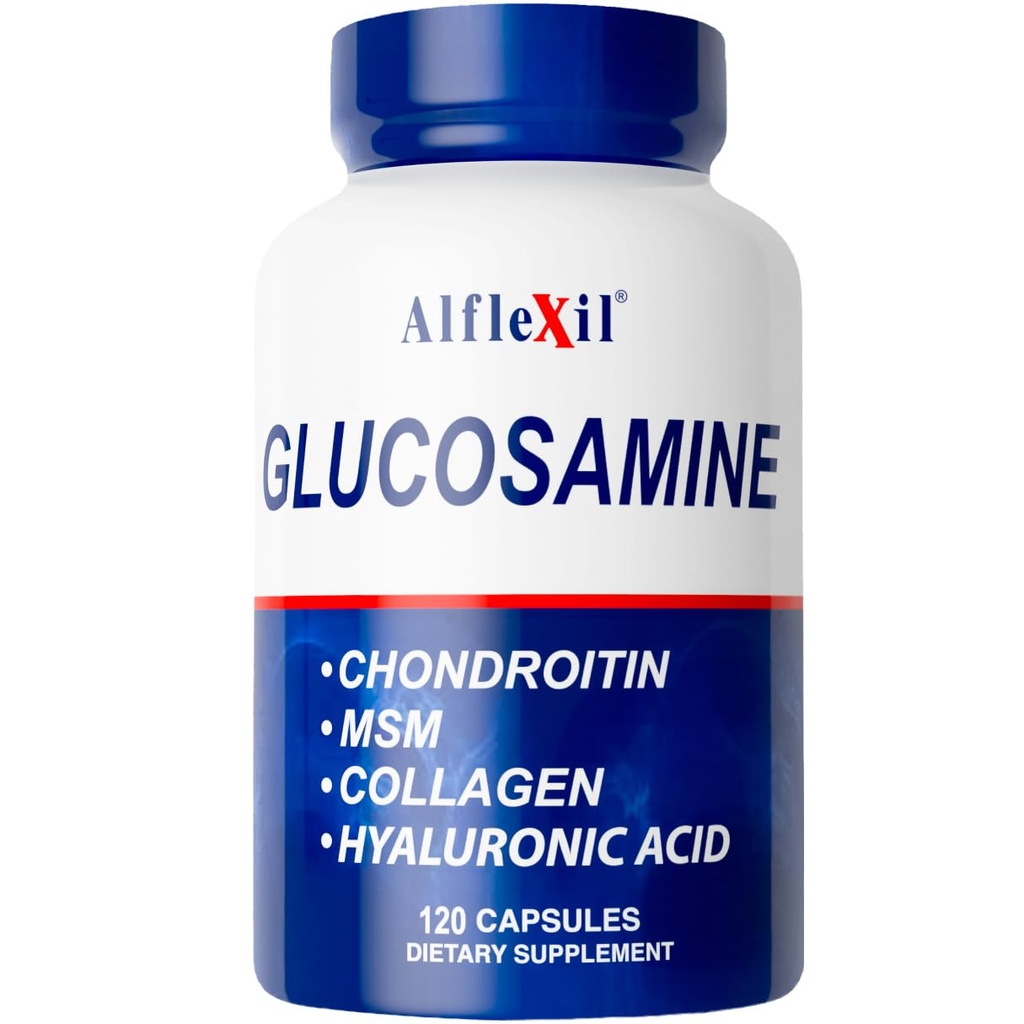 ALFA VITAMINSのAlflexilのグルコサミン、Chondroitin及びコラージュの補足、グルテンは、接合箇所、骨及び膝を、含んでいますMSM及びMobility及び接合箇所の健康のためのHyaluronic酸、120のカプセルを支えます