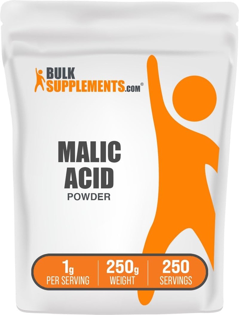 BulkSupplements.com リンゴ酸粉末 - L-Malic 酸、栄養補助食品 - 食品グレード、ピュア&グルテンフリー、1g/サービング、250g(8.8オンス)(パッケージ1)