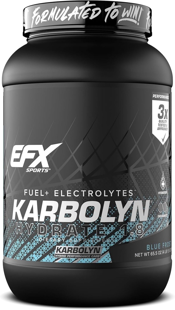 EFX Sports Karbolyn Hydrate | Carbohydrate Powder + Electrolytes | Sugar Free Sports Drink Mix | Fuel & Hydration | Stimulant Free | 66 Servings (Blue Frost)