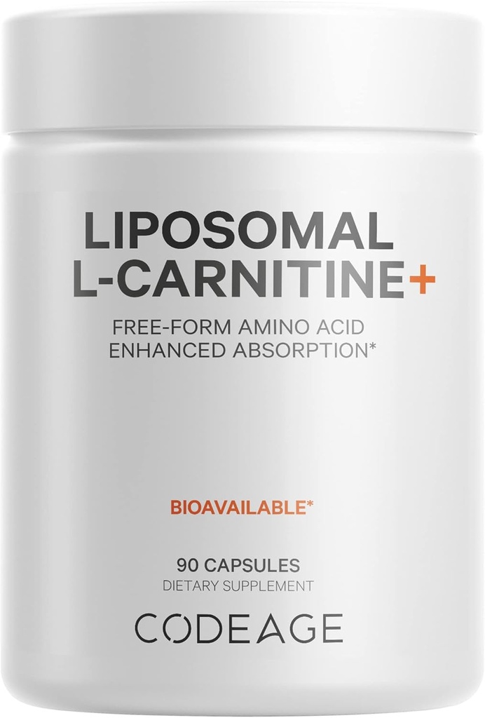 Codeage Liposomal L-Carnitine + サプリメント - 500 mg L-Carnitine L-Tartrate per サービング - 無料のフォームアミノ酸 - カルニチン - リポソーム配達 - ビーガン、非GMO、グルテンフリー - 90カプセル