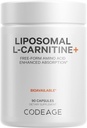 Codeage Liposomal L-Carnitine + サプリメント - 500 mg L-Carnitine L-Tartrate per サービング - 無料のフォームアミノ酸 - カルニチン - リポソーム配達 - ビーガン、非GMO、グルテンフリー - 90カプセル