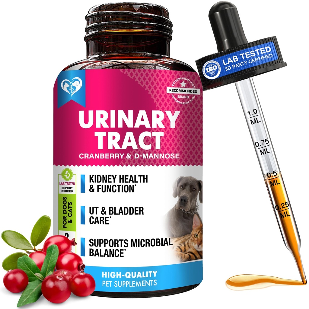 猫と犬の尿路感染症の治療と自然 UTI 薬クランベリー & D マンノーズ -腎臓 + 膀胱のサポート - ベスト の本能、膀胱石 - ペット腎の健康 & ケア ドロップ