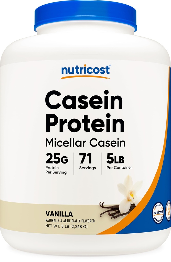 Nutricostカゼインプロテインパウダー5lbバニラ - Micellarカゼイン、グルテンフリー、非GMO
