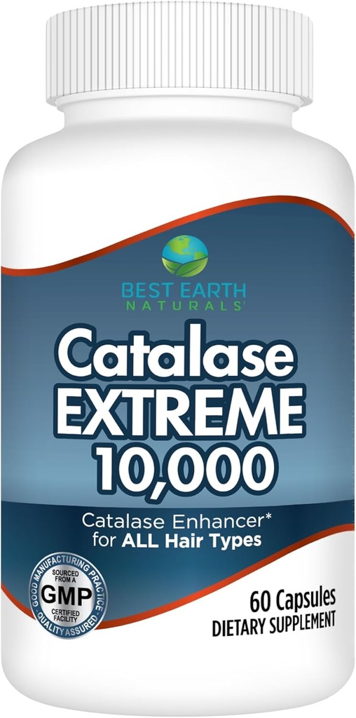 Best Earth Naturals Catalase Extreme Supplement 10,000 with Saw Palmetto, Biotin, Fo-Ti, PABA - Hair Supplements for Strong Hair - 60 Capsules (30-Day Supply)