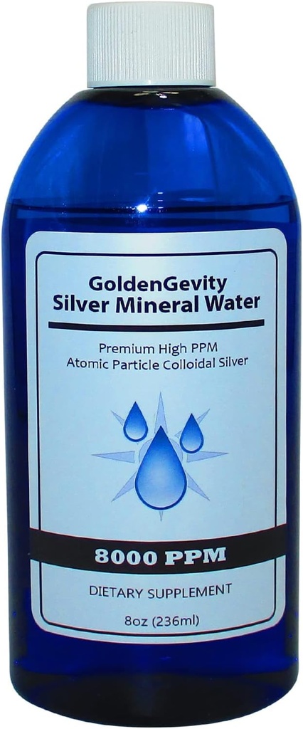 8000 PPM 生物活性原子コロイドシルバー、8 oz | 非有毒、非GMO トレースミネラル免疫サポートサプリメント