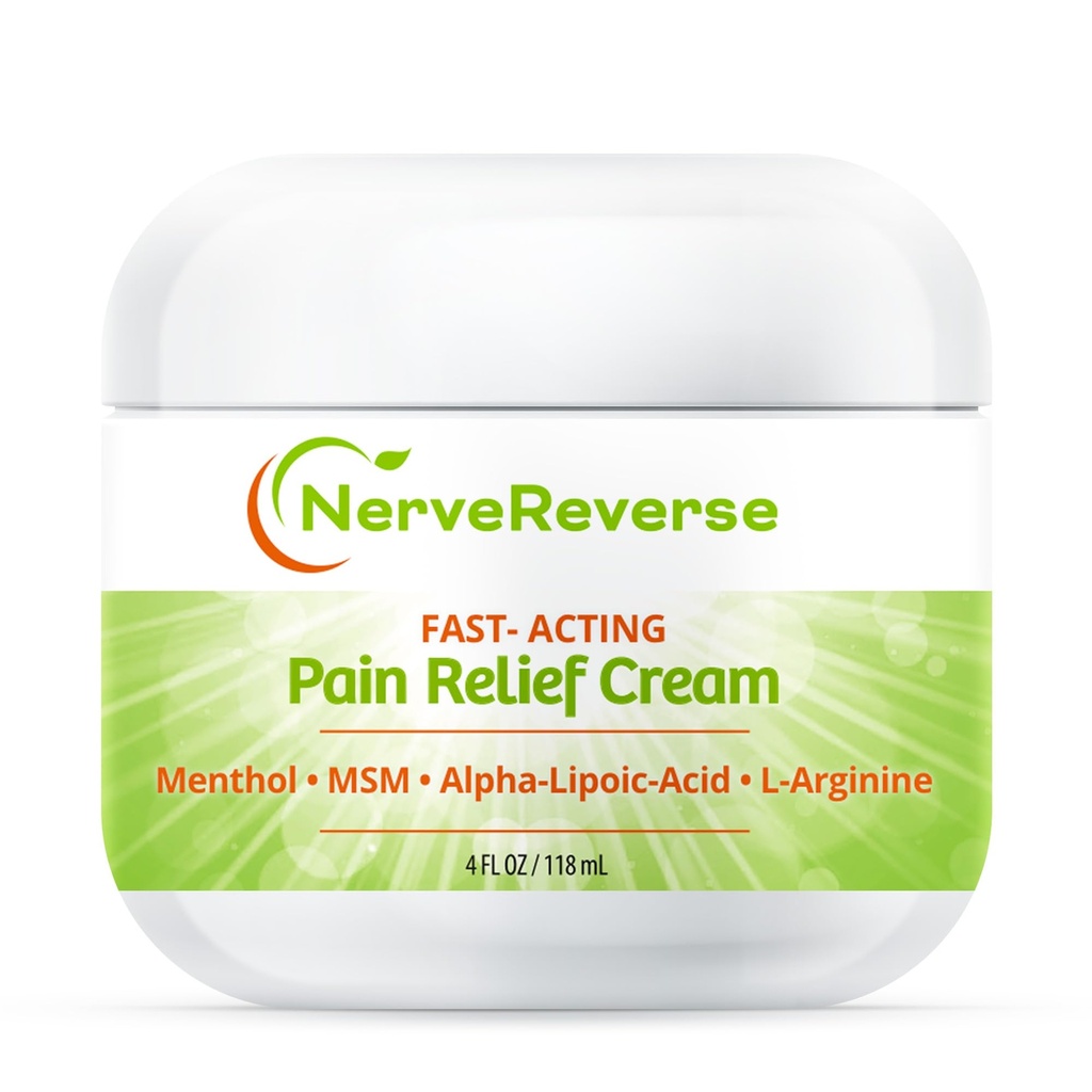 NerveReverse - 足、手、足のつま先のための神経症の痛みの軽減のクリーム。 大きい4 OZ。JAR。最高機能、4%のメントール、MSM、Lカルニチン、Lアルギニン、ビタミンE、ビタミンB6の最高の強さのクリーム