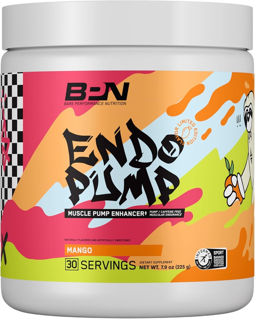 BARE PERFORMANCE NUTRITION, BPN EndoPump Pre-Workout Muscle Pump Enhancer w/L-Citrulline, 筋肉への血流/酸素輸送の増加, 30 サービング, マンゴー