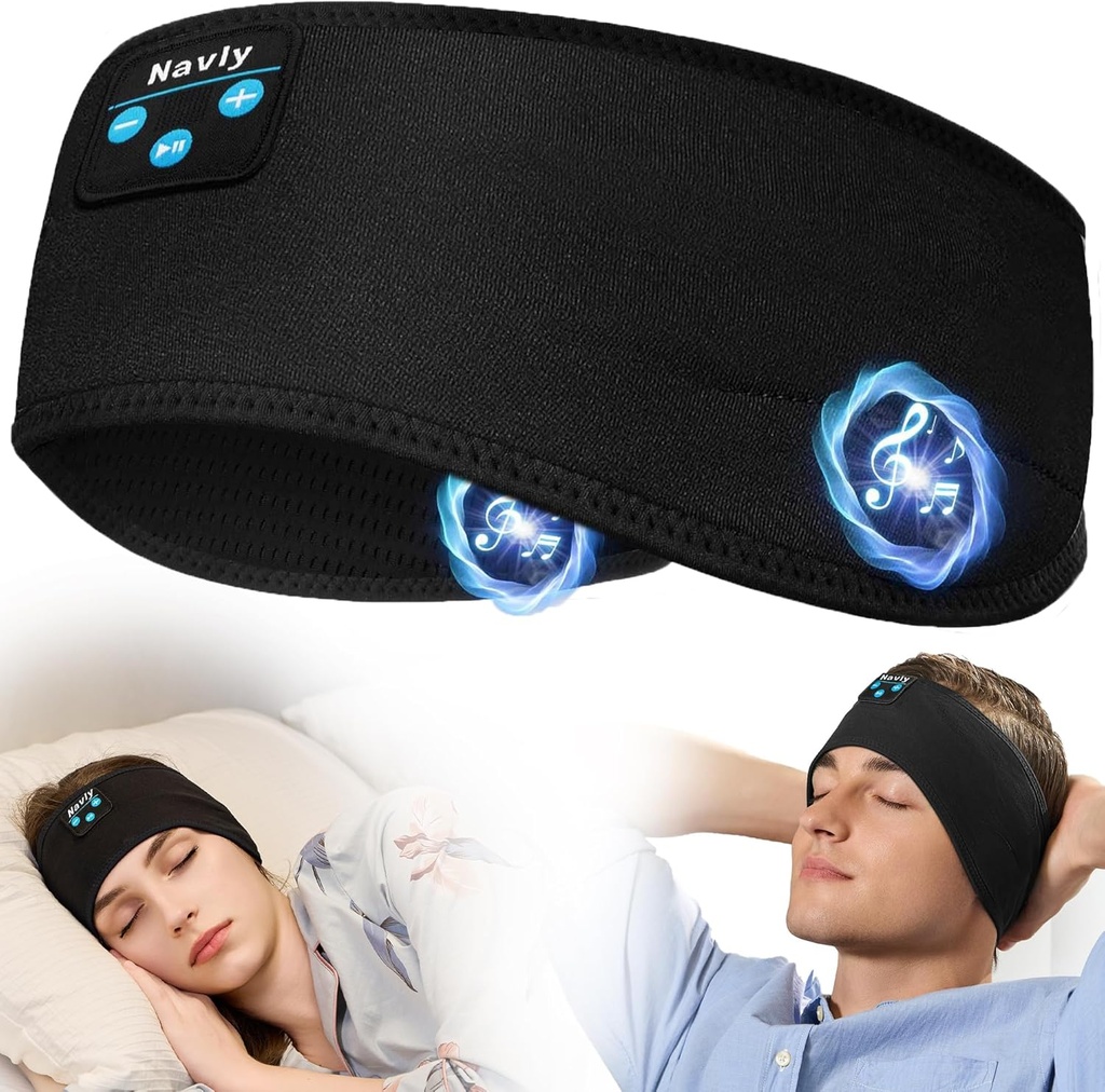 Navly Sleep Headphones、10Hrs Sports Headband with Soft Cozy Earbuds 快適なヘッドホン、ヘッドフォンヘッドバンド、ウルトラ薄型HDステレオスピーカー、ワークアウト、ランニング、ヨガ、旅行に最適