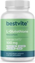 BESTVITE L-Glutathione 500mg w Setria (60 Veggie caps) - No Stearates - 完全菜食主義者のグルテンフリー - 非GMO