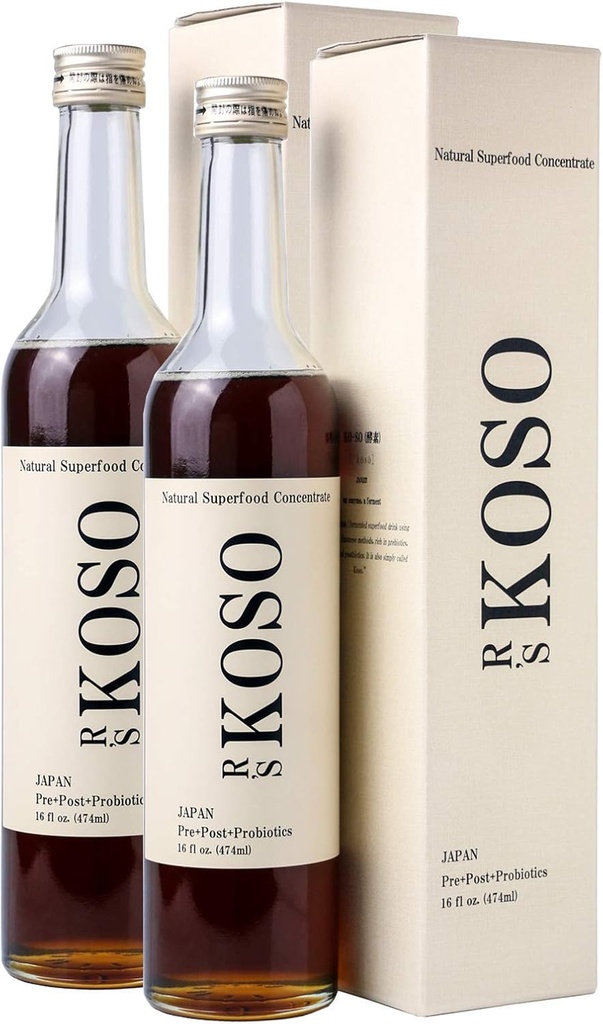 R's KOSO 5-Day クレンジング 国産酵素ドリンク 100種類以上の野菜を使用した、プロバイオティクスとプレバイオティクスが豊富? フルーツ - より良い消化と腸の健康+デトックス+クレンジングのための自然なサポート - 16oz × 2