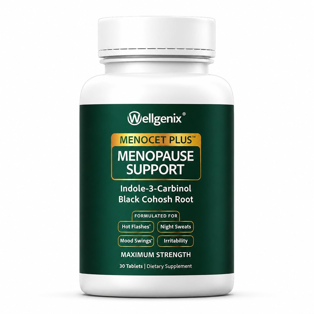 Wellgenix MenocetプラスMenopauseサポート - 女性のための自然なサプリメント - 毎日の救済女性のためのケア - ホットフラッシュ、ナイトスウェット、気分のスイング、および治療 - 30錠