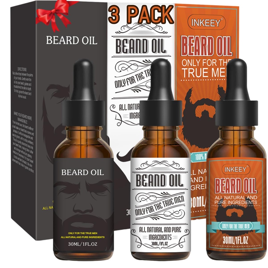 3 Pack Beard Oil for Men, Conditioning and Moisturizing for Better Beard Growth - Gift Set (Fengyin Green Tea/Glamour movement/Azure)