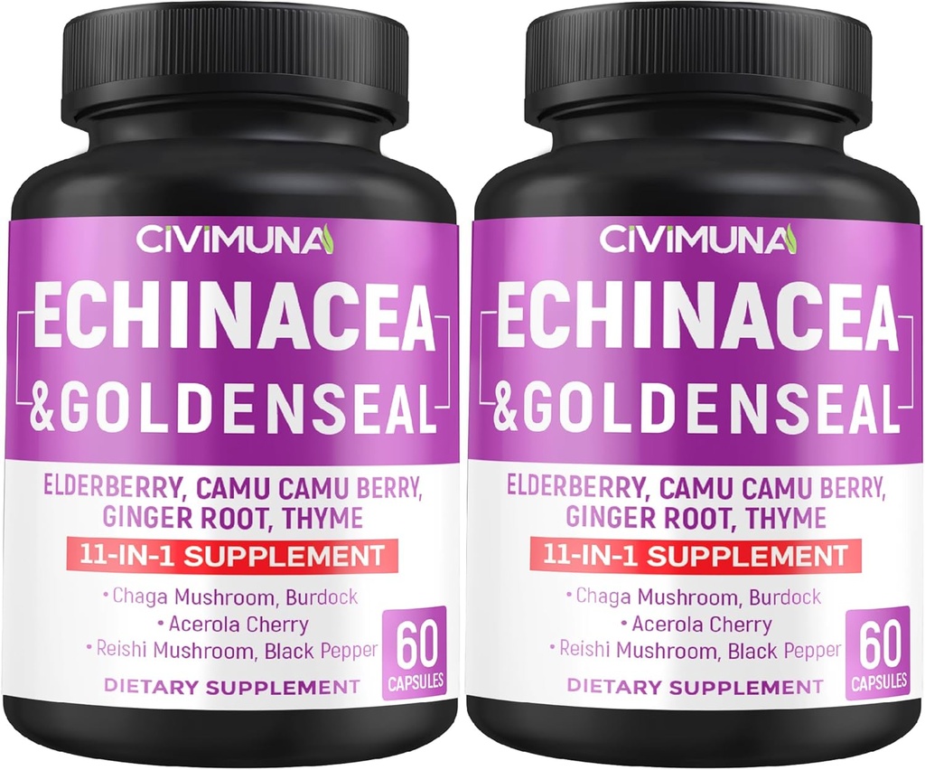 Echinacea、Goldenseal Root、ElderberryのEchinaceaのカプセル- 4か月の供給のための120のカプセル(2のパッケージ)