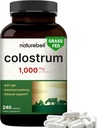 NatureBell Bovine Colostrum Supplement 1,000mg / サービングあたり, 240 カプセル | 40% IgG Colostrum Powder for Gut Health, Bloating, 皮膚, 髪 & 免疫サポート – 非GMO